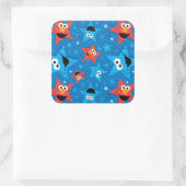 Patriottische Elmo en Cookie Monster Patroon Vierkante Sticker (Tas)