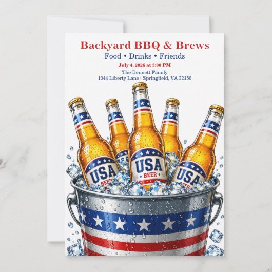 Patriottische Emmer Bier Feest - Vierde Juli Kaart (Voorkant)