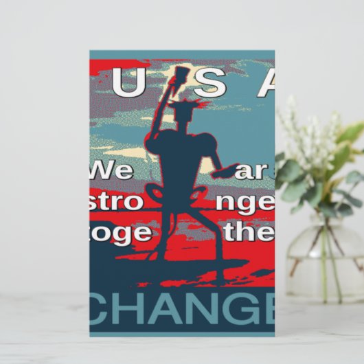 Patriottische empowering USA Verandering, samen st Briefpapier (Staand voorkant)