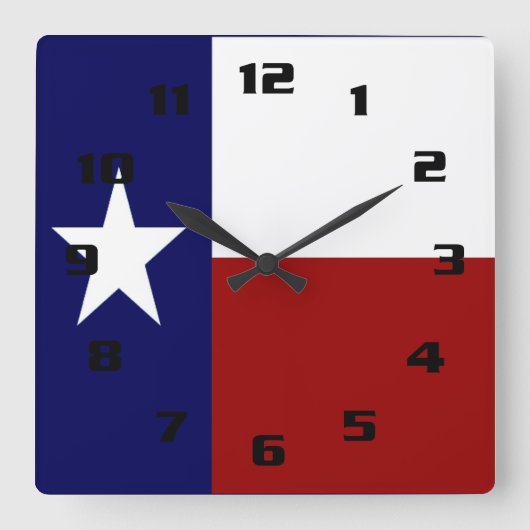 Patriottische en Vibrant Texas Flag Vierkante Klok (Voorkant)