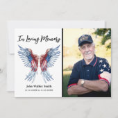 Patriottische engel vleugels foto militaire begraf bedankkaart (Voorkant)