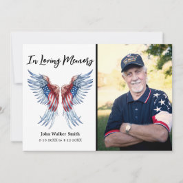 Patriottische engel vleugels foto militaire begraf bedankkaart