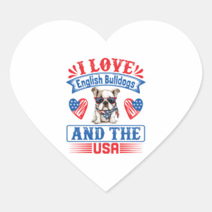 Patriottische Engelse buldog hond Hart Sticker