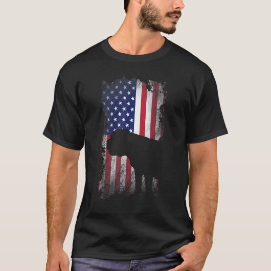 Patriottische Engelse Bulldog Amerikaanse vlag Coo T-shirt (Voorkant)