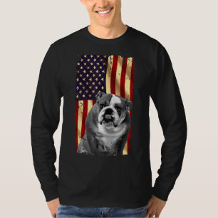 Patriottische Engelse Bulldog Amerikaanse vlag jul T-shirt