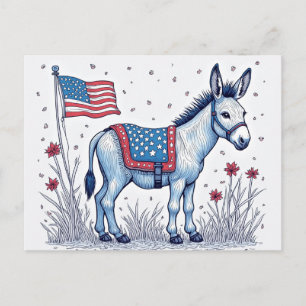 Patriottische Ezel Illustratie Stem Briefkaart
