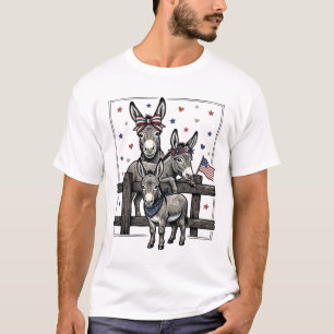 Patriottische Ezel Vintage 4 juli T-shirt Ontwerp