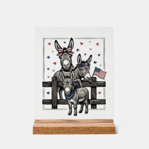 Patriottische Ezel Vintage 4 juli T-shirt Ontwerp Acryl Bord