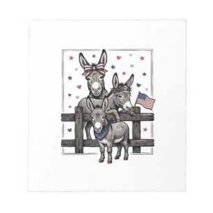 Patriottische Ezel Vintage 4 juli T-shirt Ontwerp Notitieblok