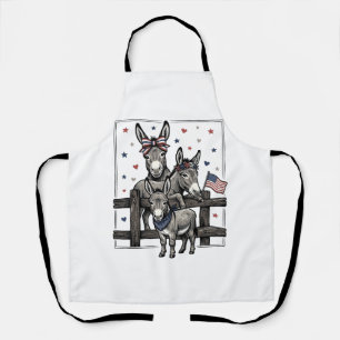 Patriottische Ezel Vintage 4 juli T-shirt Ontwerp Schort