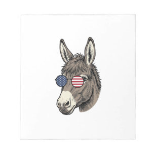 Patriottische Ezel Zonnebril Vintage T-shirt Ontwe Notitieblok