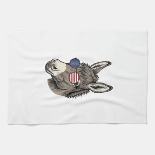 Patriottische Ezel Zonnebril Vintage T-shirt Ontwe Theedoek