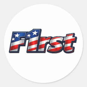 Patriottische F1rst Vlag Ontwerp Ronde Sticker