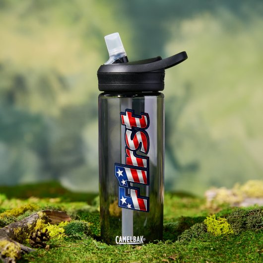 Patriottische F1rst Vlag Ontwerp Waterfles (Buiten (Gedraaid) )