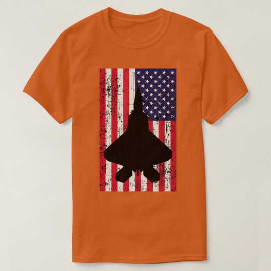 Patriottische F22 Raptorstraalvliegtuig Amerikaans T-shirt (Design voorkant)