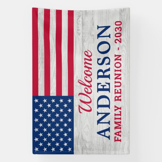 Patriottische familie op maat van de Amerikaanse v Spandoek (Verticaal)