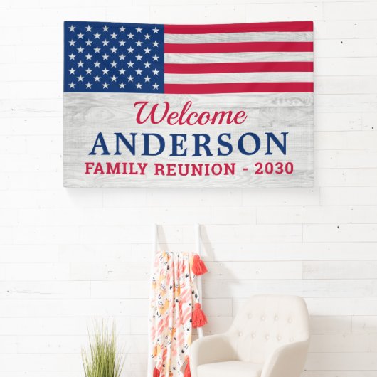 Patriottische familie op maat van de Amerikaanse v Spandoek (Insitu)