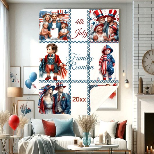 Patriottische Familiereünie 6-Fotocollage 4 juli Sherpa Deken