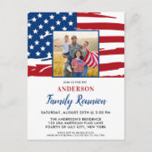 Patriottische familiereünie Amerikaanse vlag foto Uitnodiging Briefkaart (Voorkant)