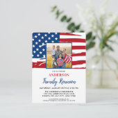 Patriottische familiereünie Amerikaanse vlag foto Uitnodiging Briefkaart (Staand voorkant)