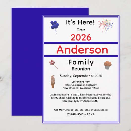 Patriottische familiereünie kaart (Voorkant / Achterkant)