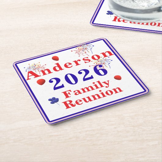 Patriottische familiereünie kartonnen onderzetters (Schuin)