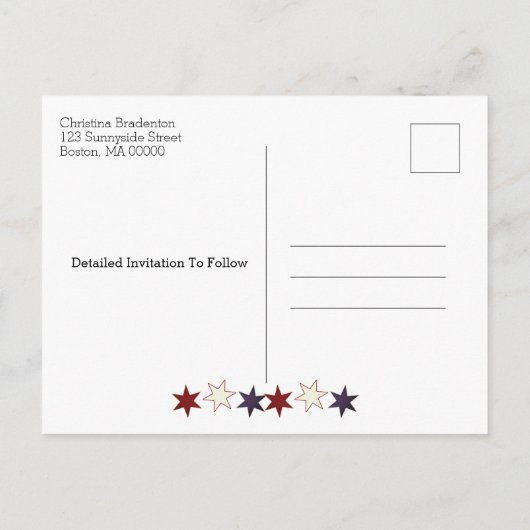 Patriottische familiereünie slaat de datum op aankondigingskaart (Achterkant)