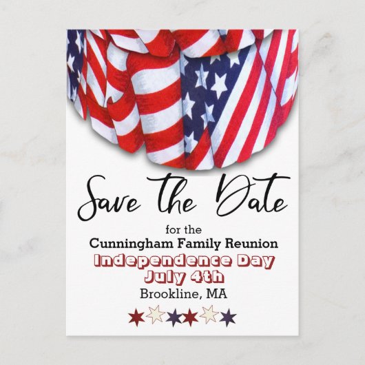 Patriottische familiereünie slaat de datum op aankondigingskaart (Voorkant)
