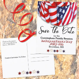 Patriottische familiereünie slaat de datum op aankondigingskaart