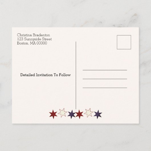 Patriottische familiereünie slaat de datum op aankondigingskaart (Achterkant)