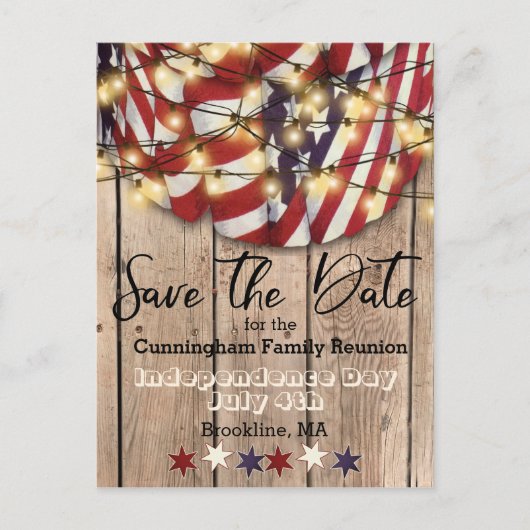 Patriottische familiereünie slaat de datum op aankondigingskaart (Voorkant)