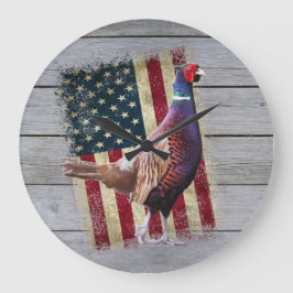 Patriottische fazant Hunting Décor Large Clock Grote Klok