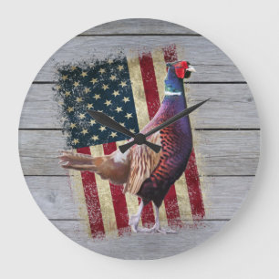 Patriottische fazant Hunting Décor Large Clock Grote Klok