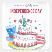 Patriottische feestdag vierkante sticker (Voorkant)