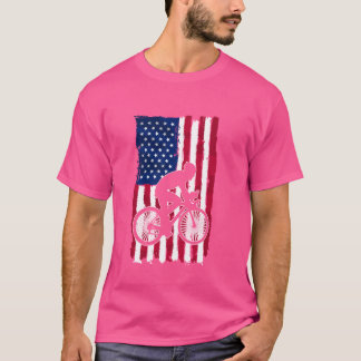 Patriottische fiets 4 juli Amerikaanse vlag Cy T-shirt