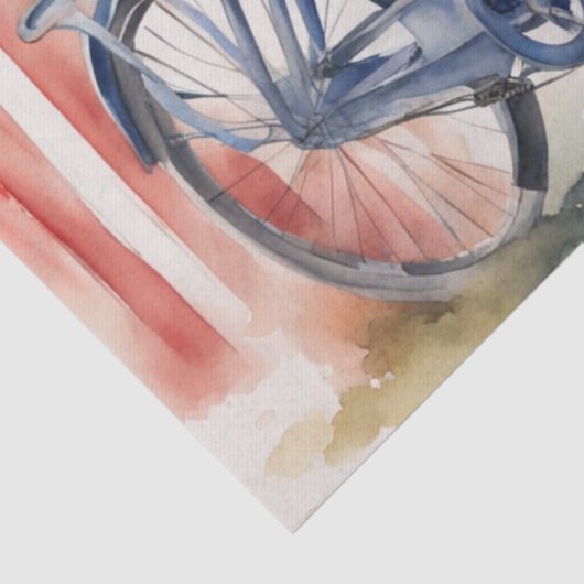 Patriottische Fietsbloei in Waterverf decoupage Tissuepapier (Detail)