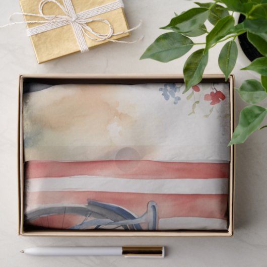 Patriottische Fietsbloei in Waterverf decoupage Tissuepapier (Geschenk)