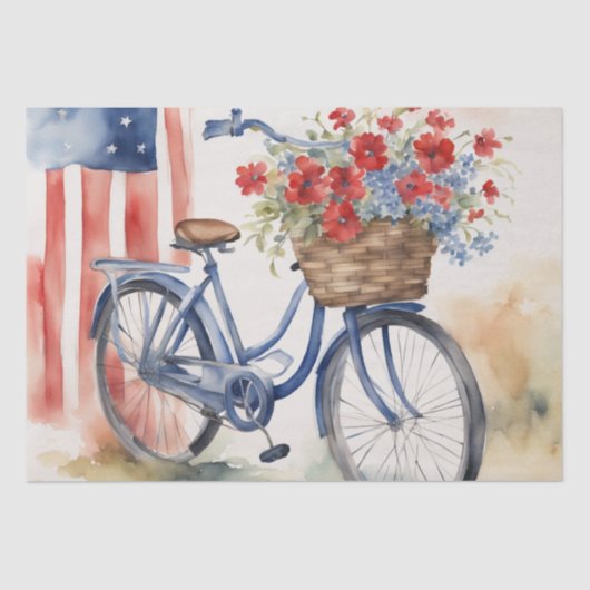 Patriottische Fietsbloei in Waterverf decoupage Tissuepapier (Voorkant)