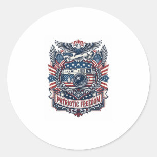 Patriottische Film Cameraliefhebber Vector Grafisc Ronde Sticker