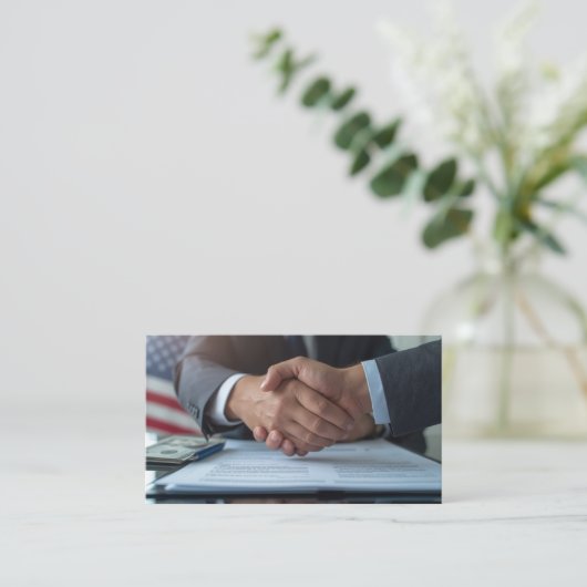 Patriottische financiën en verzekeringen handdruk visitekaartje (Staand voorkant)