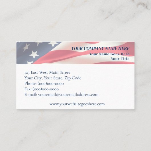 Patriottische financiën en verzekeringen handdruk visitekaartje (Achterkant)