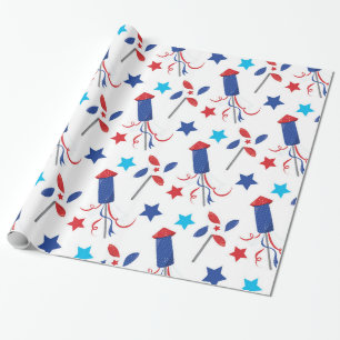 Patriottische firecrackers cadeaupapier