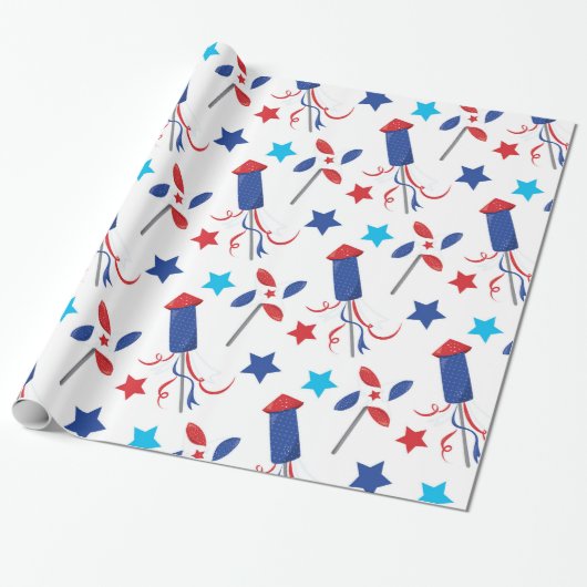 Patriottische firecrackers cadeaupapier (Uitgerold)