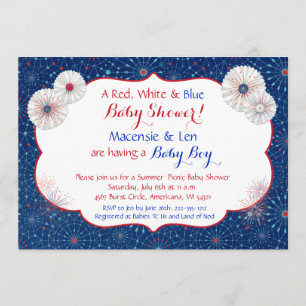 Patriottische Fireworks Baby Shower-uitnodigingen Kaart