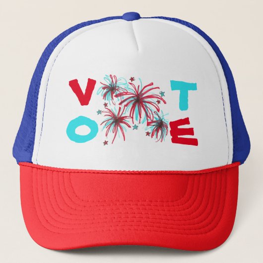 Patriottische Fireworks Red Blue STETE Election Da Trucker Pet (Voorkant)