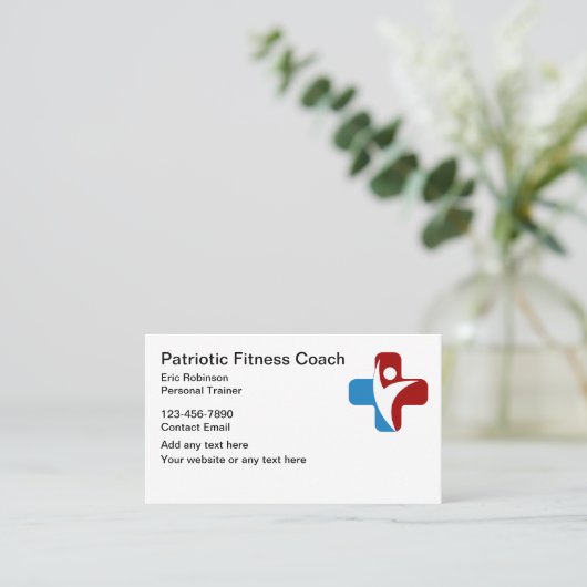 Patriottische Fitness Coach en Trainer Visitekaart Visitekaartje (Staand voorkant)