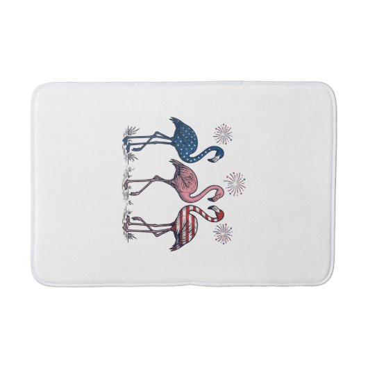Patriottische Flamingo Trio Vintage Gravure Design Badmat (Voorkant)
