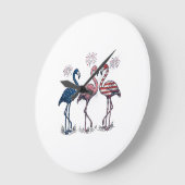 Patriottische Flamingo Trio Vintage Gravure Design Grote Klok (Hoek)