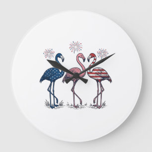 Patriottische Flamingo Trio Vintage Gravure Design Grote Klok