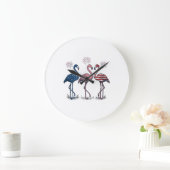 Patriottische Flamingo Trio Vintage Gravure Design Grote Klok (Huis)